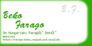 beko farago business card
